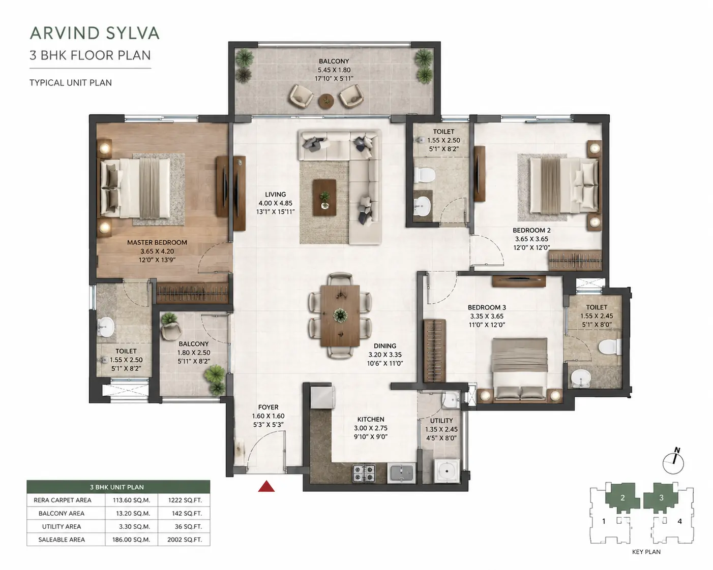 Arvind Sylva Sarjapur 3 BHK floor plan layout