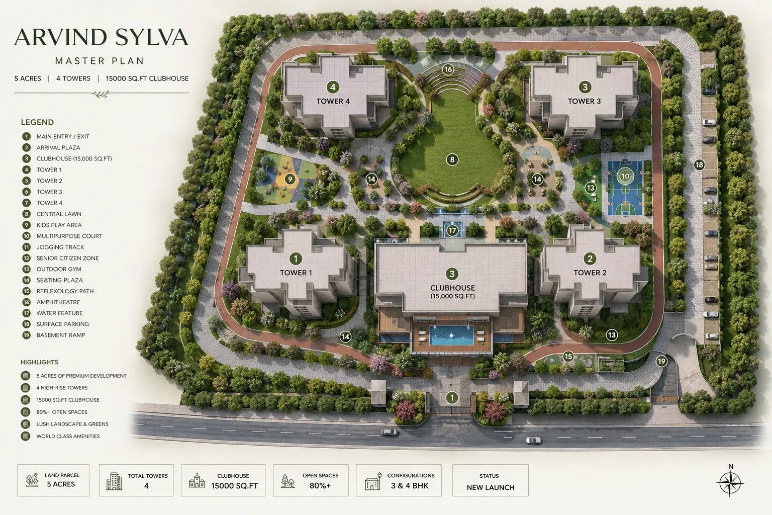 Arvind Sylva Sarjapur master plan across 4.7 acres with four towers